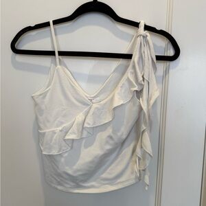 White ruffle tank top